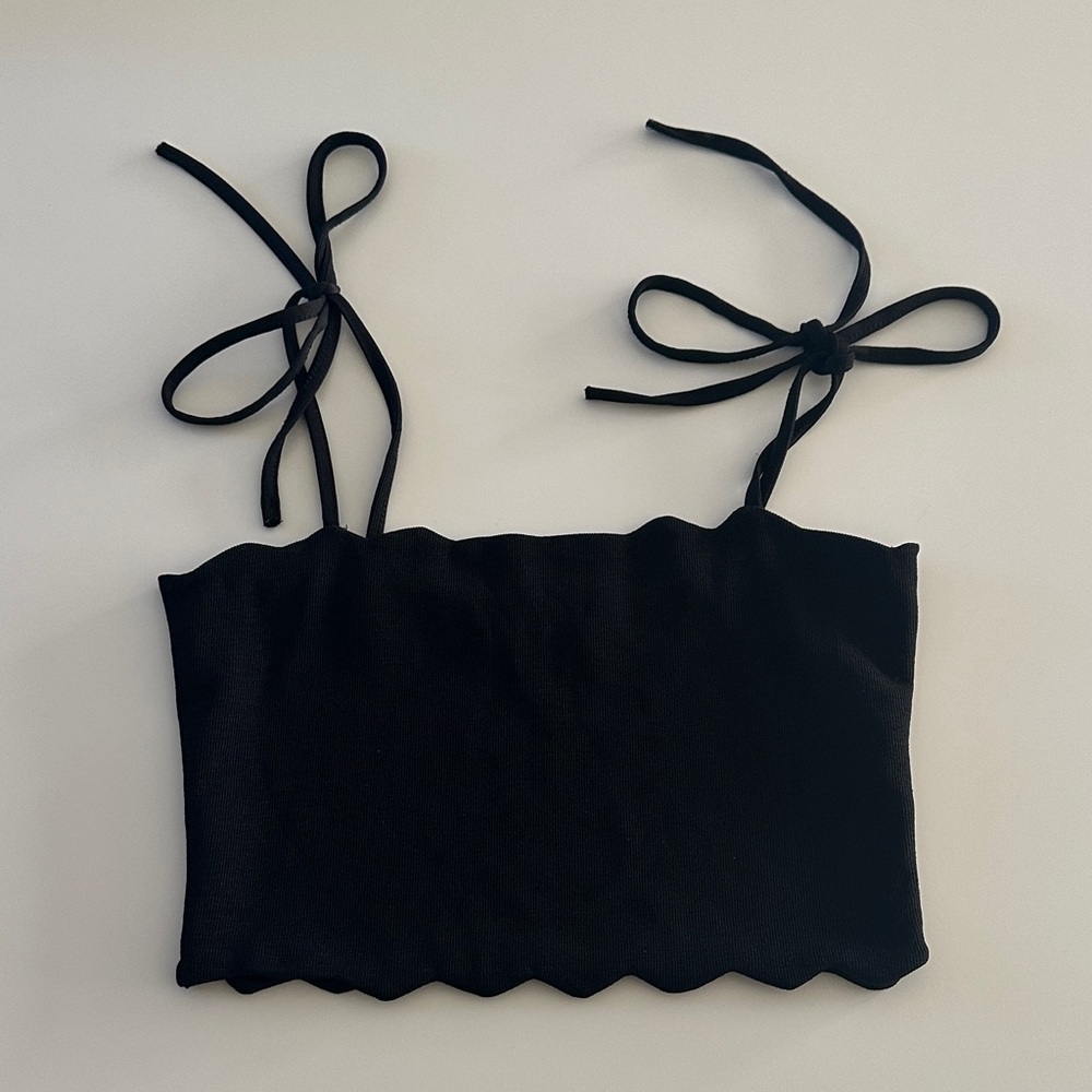 Zara Black Tie-Strap Crop Top